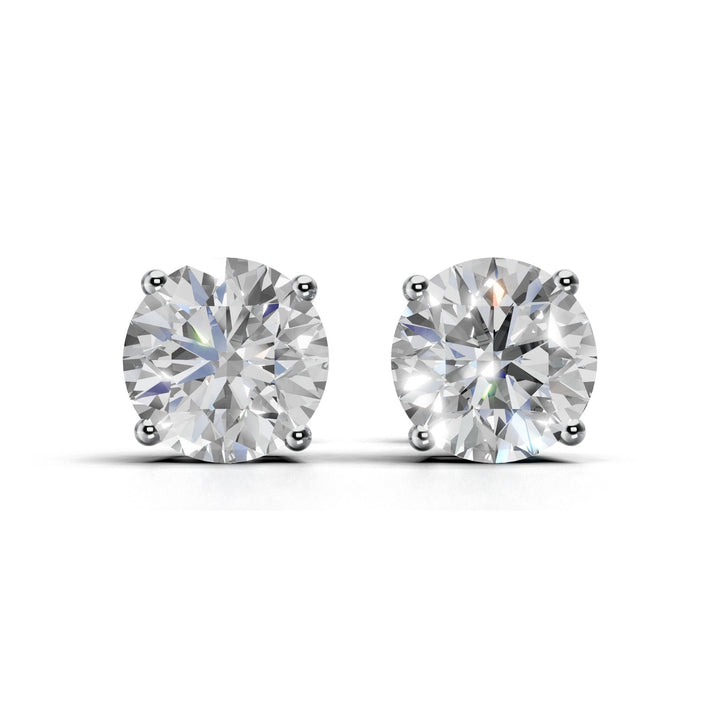 2 carat round lab-grown diamond double gallery stud earrings with secure setting