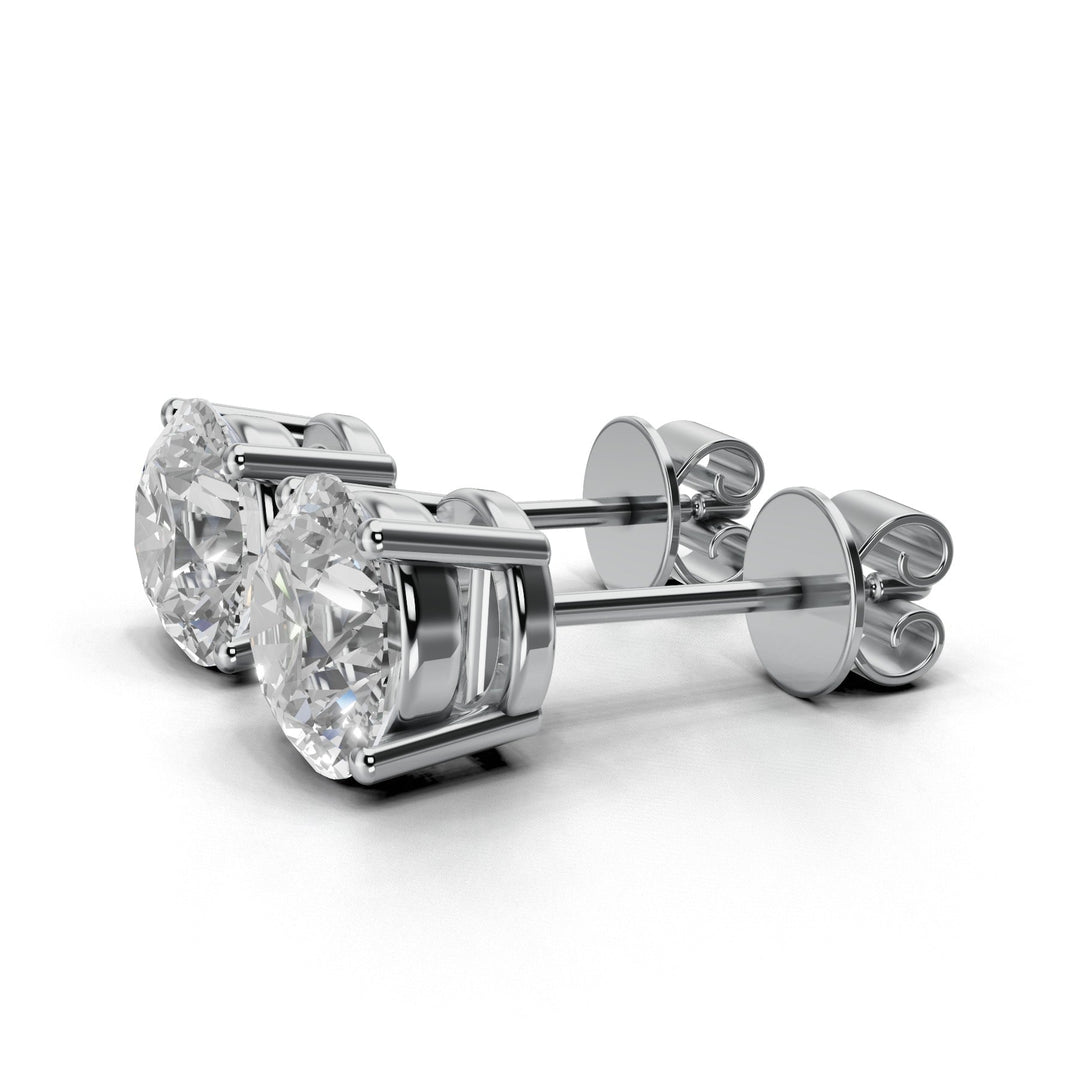 2 carat round lab-grown diamond double gallery stud earrings with secure setting