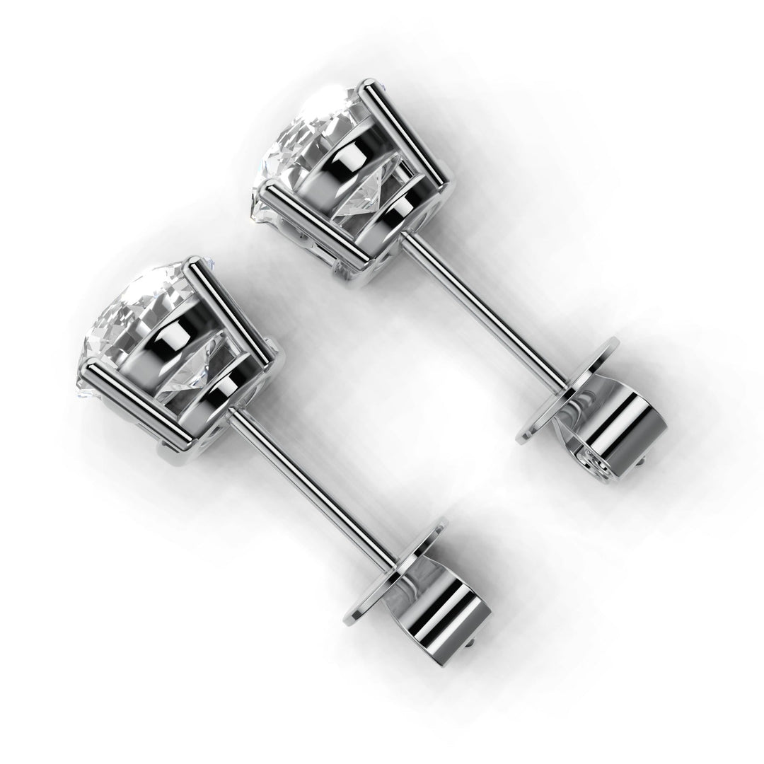 2 carat round lab-grown diamond double gallery stud earrings with secure setting