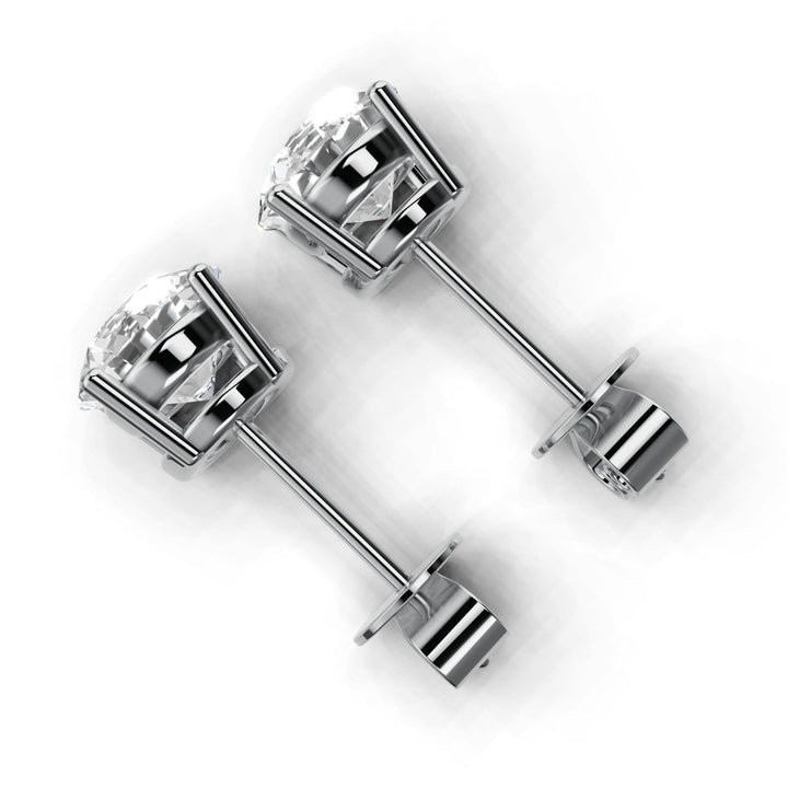 2 carat round lab-grown diamond double gallery stud earrings with secure setting