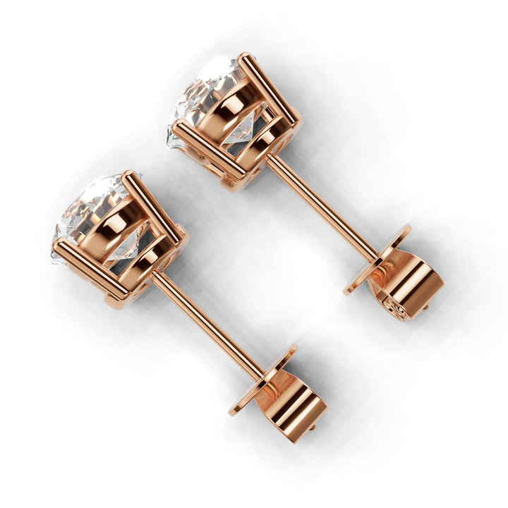 2 carat round lab-grown diamond double gallery stud earrings with secure setting