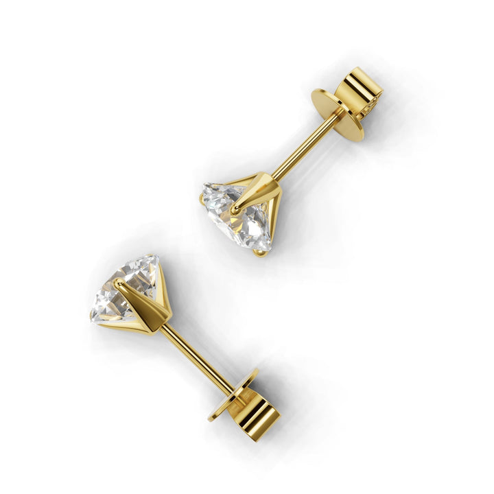 Pair of 2 carat total round lab-grown diamond martini stud earrings with secure backings