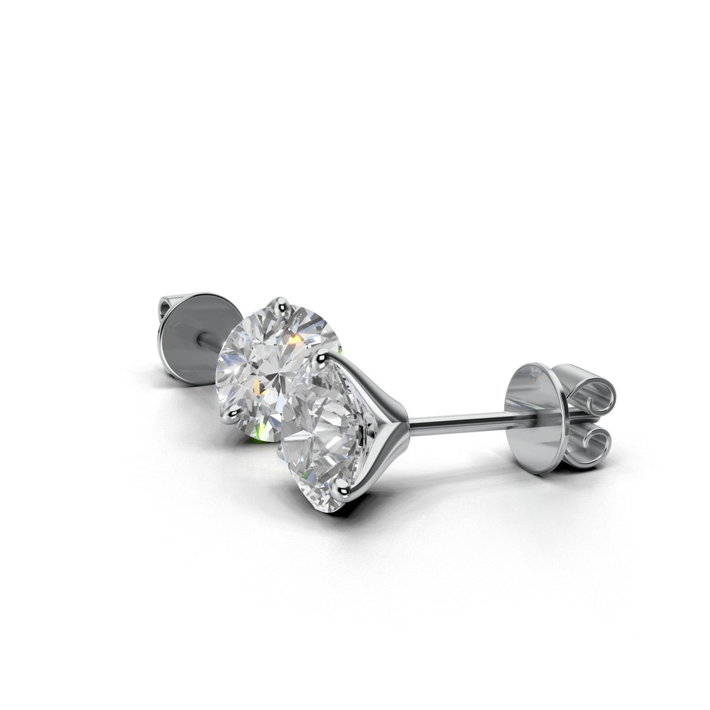 Pair of 2 carat total round lab-grown diamond martini stud earrings with secure backings