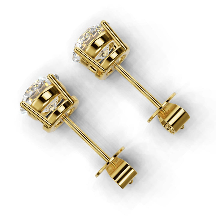 2.5 carat round lab-grown diamond double gallery stud earrings with secure setting