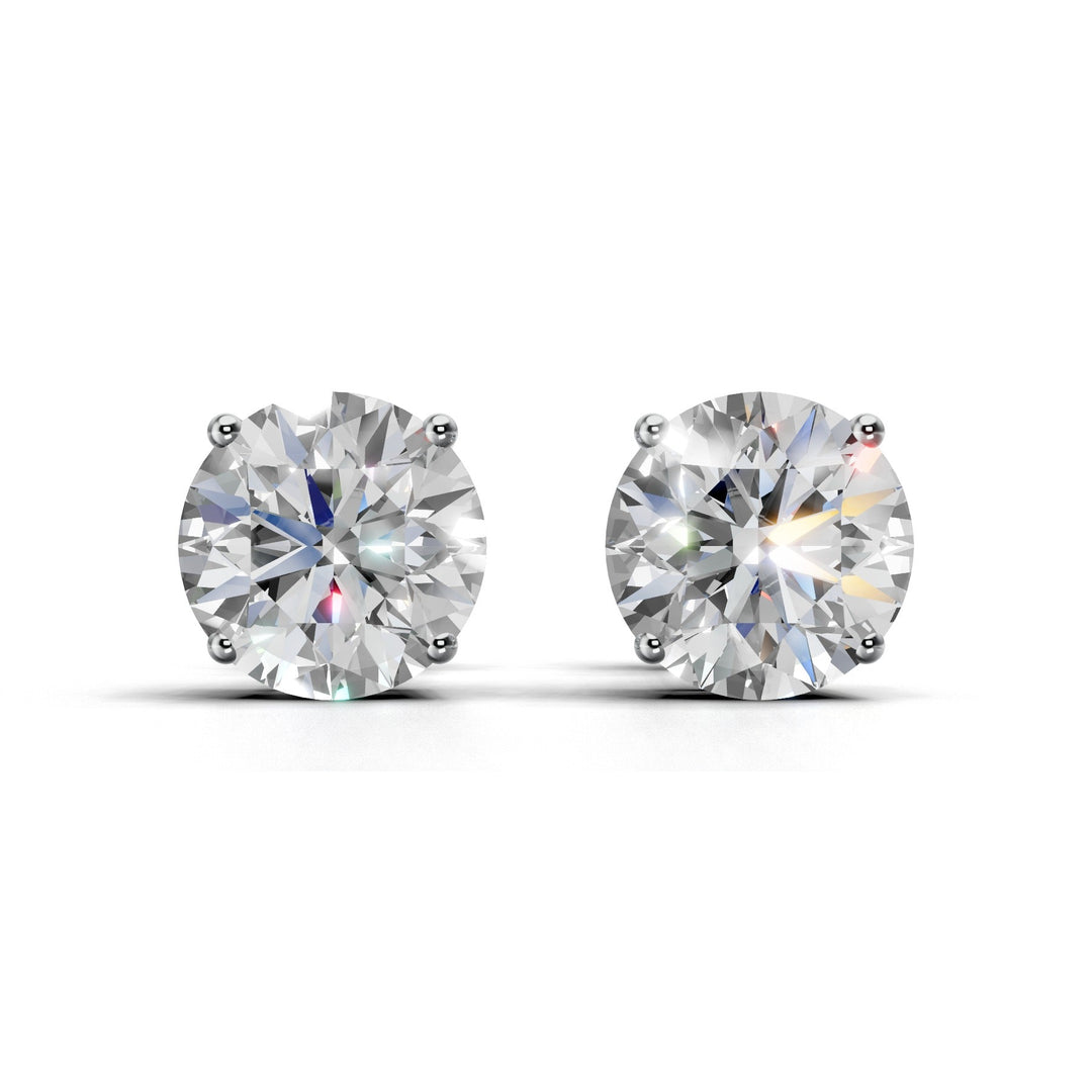 2.5 carat round lab-grown diamond double gallery stud earrings with secure setting