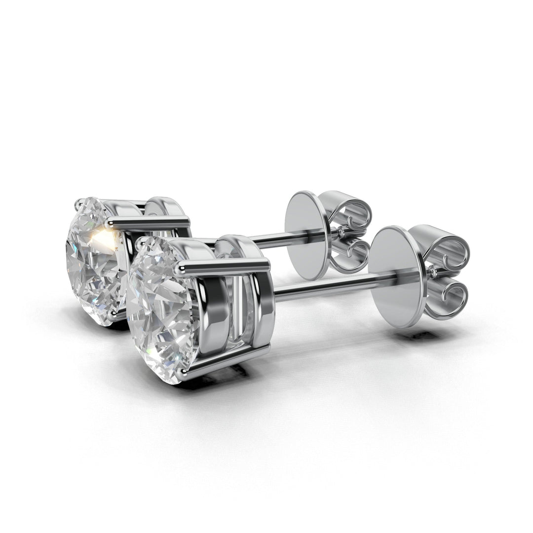 2.5 carat round lab-grown diamond double gallery stud earrings with secure setting