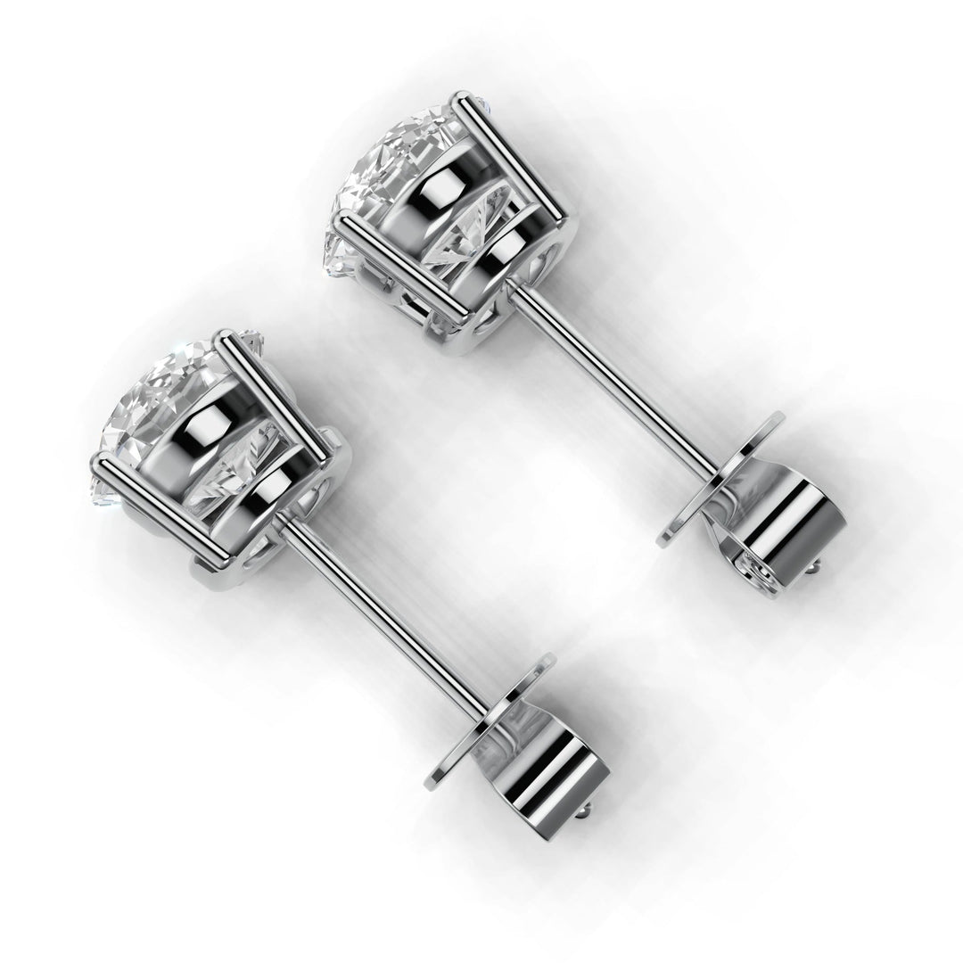 2.5 carat round lab-grown diamond double gallery stud earrings with secure setting