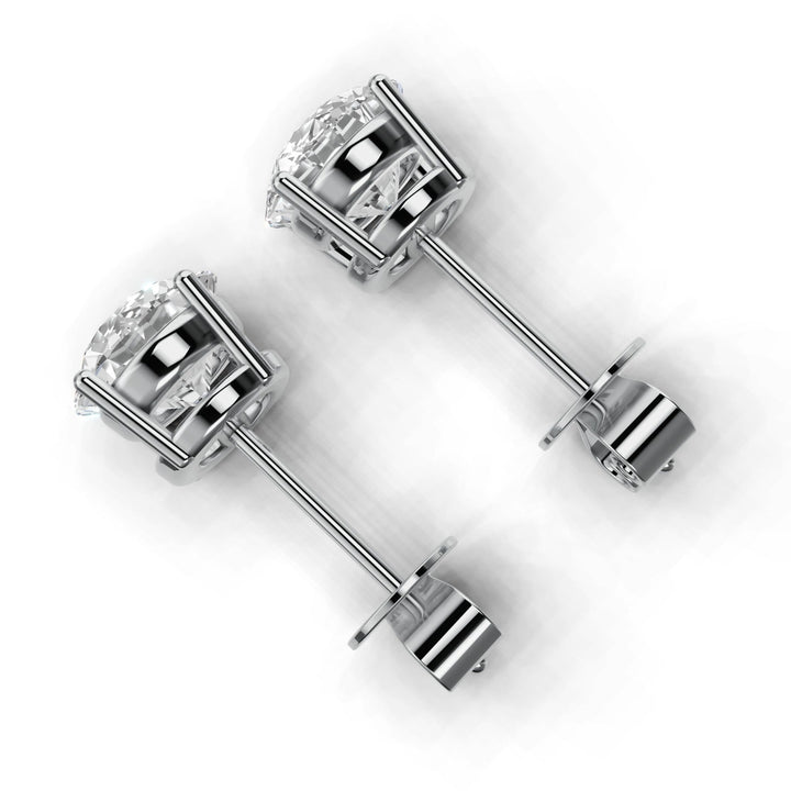 2.5 carat round lab-grown diamond double gallery stud earrings with secure setting