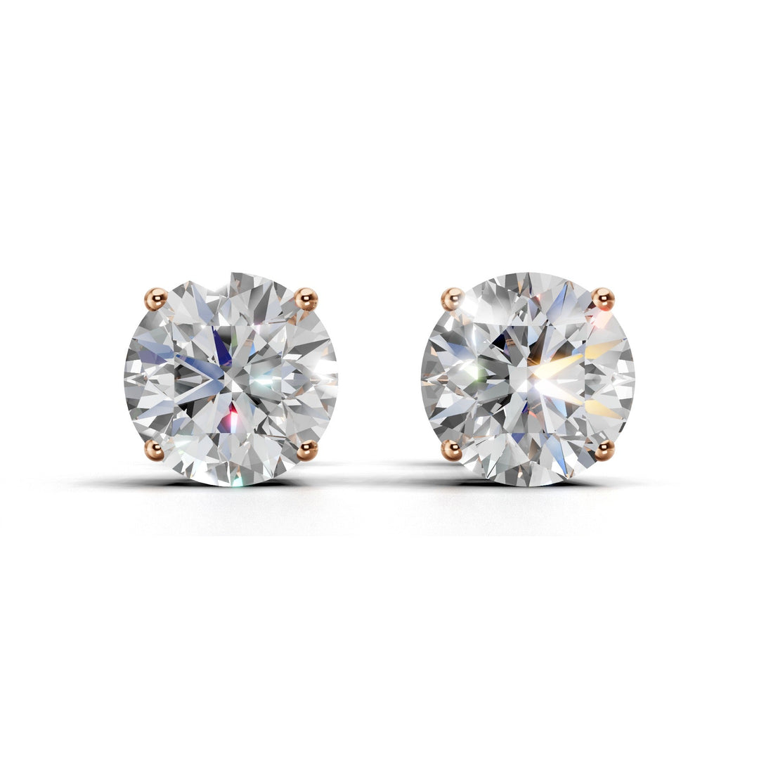 2.5 carat round lab-grown diamond double gallery stud earrings with secure setting