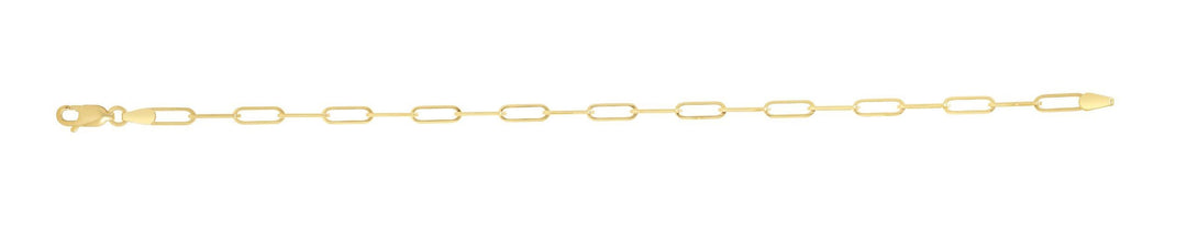 10k yellow gold paperclip chain bracelet with long open links, 7.5 inches long.