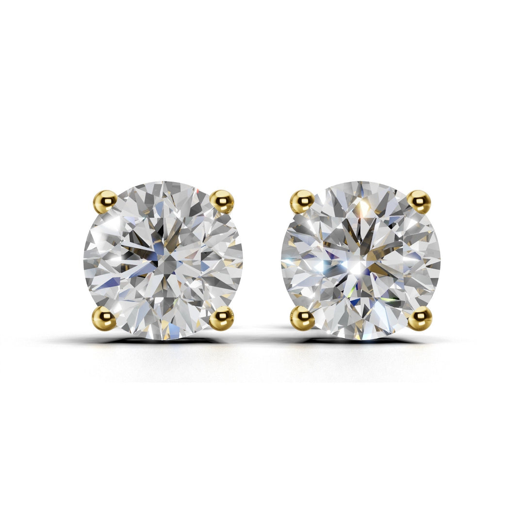 3 carat round lab-grown diamond double gallery stud earrings with secure setting