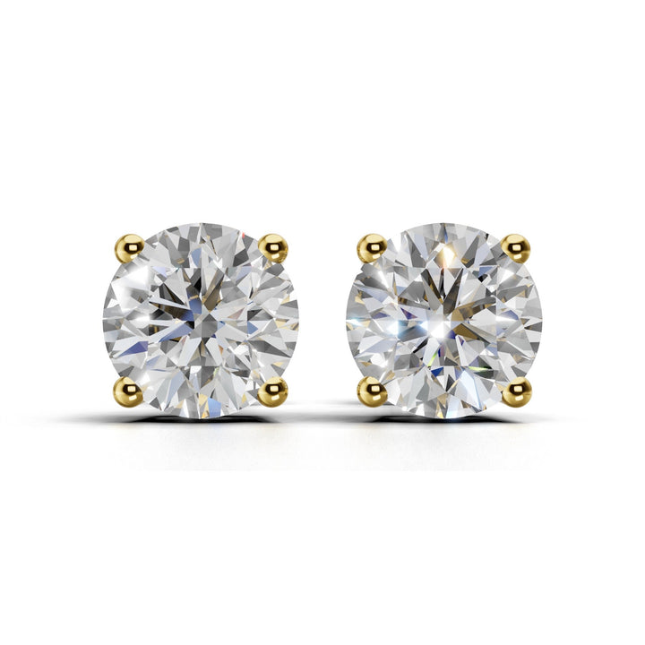 3 carat round lab-grown diamond double gallery stud earrings with secure setting
