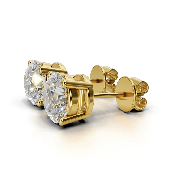 3 carat round lab-grown diamond double gallery stud earrings with secure setting