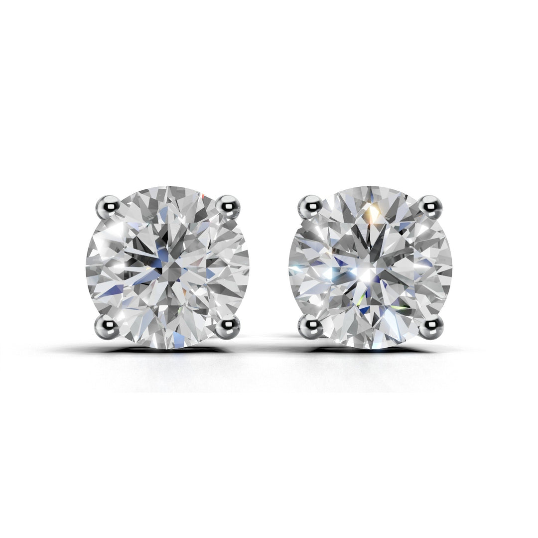 3 carat round lab-grown diamond double gallery stud earrings with secure setting
