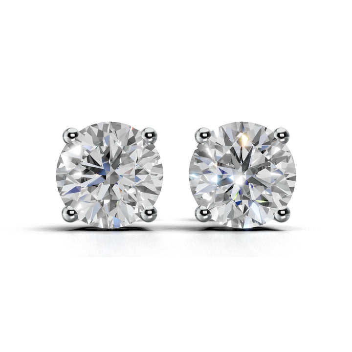 3 carat round lab-grown diamond double gallery stud earrings with secure setting
