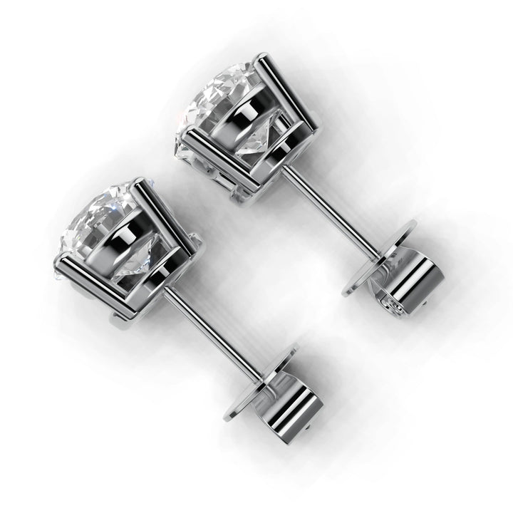 3 carat round lab-grown diamond double gallery stud earrings with secure setting