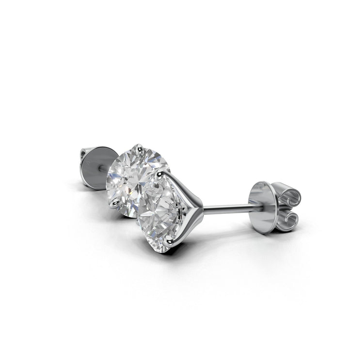 Pair of 3 carat total round lab-grown diamond martini stud earrings with secure backings