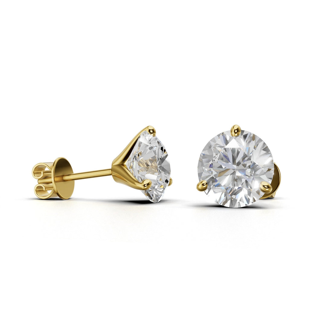 round lab-grown diamond stud earrings yellow gold