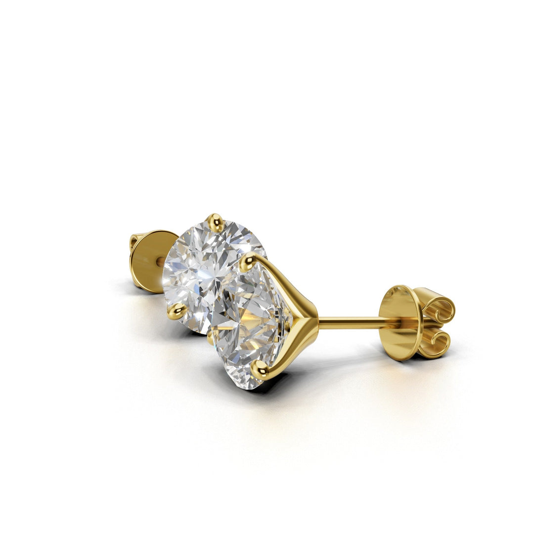 round lab-grown diamond stud earrings yellow gold