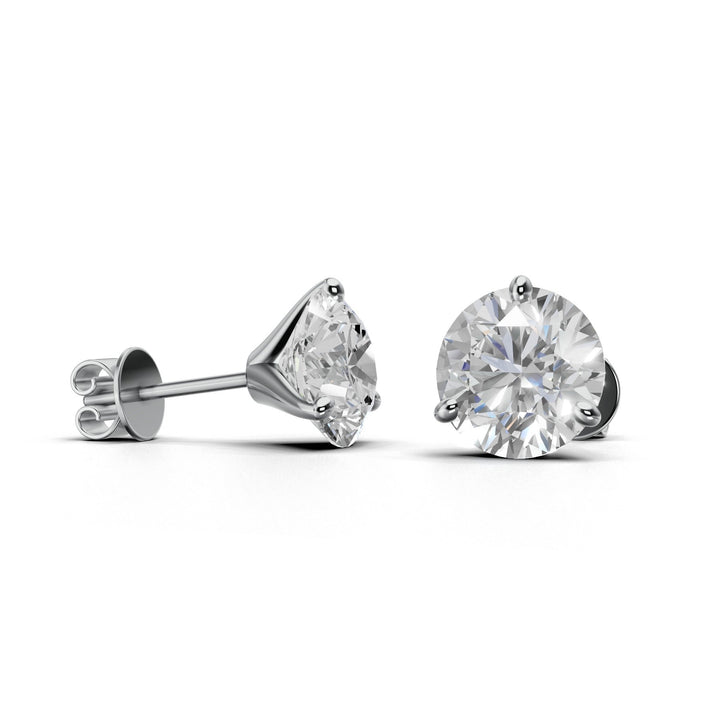 round lab-grown diamond stud earrings 18k white gold