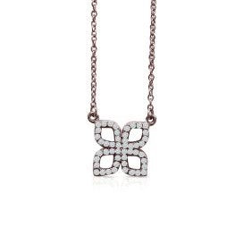 14K Rose Gold Diamond Floral Necklace – 0.20 CTW, 18" Chain