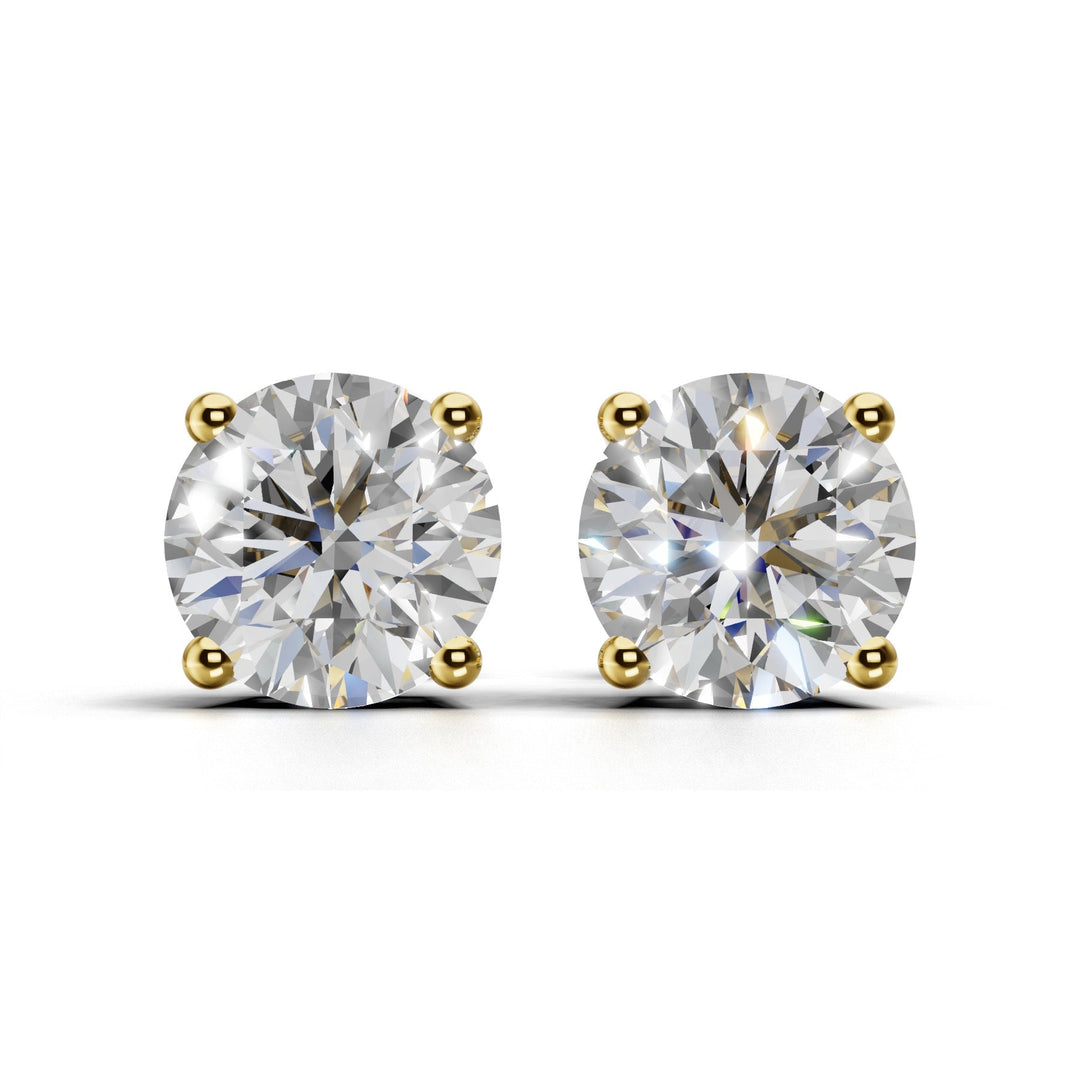 4 carat round lab-grown diamond double gallery stud earrings with secure setting