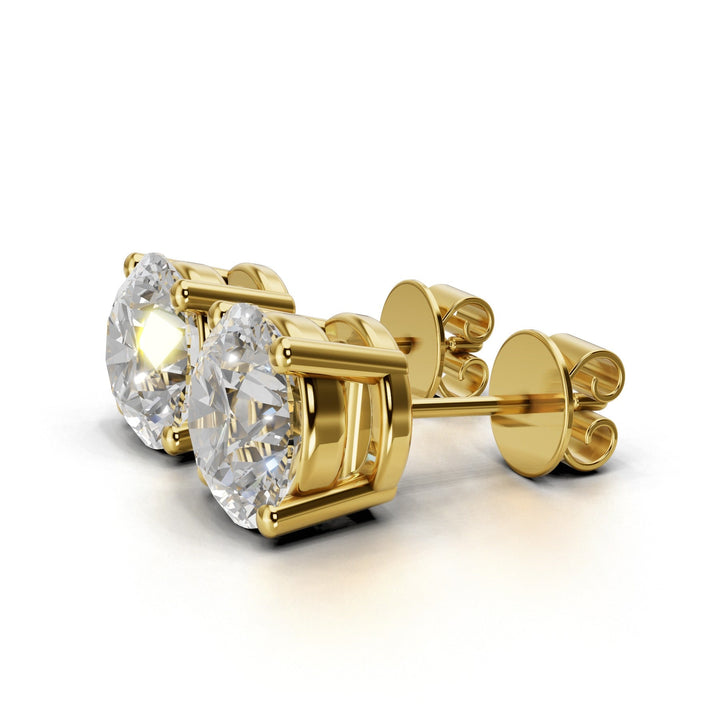 4 carat round lab-grown diamond double gallery stud earrings with secure setting