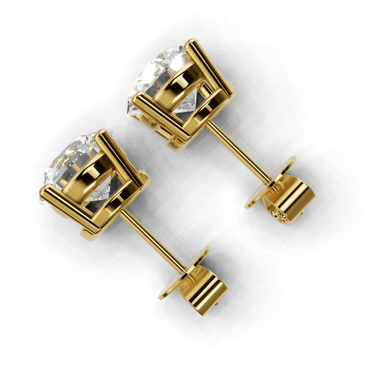 4 carat round lab-grown diamond double gallery stud earrings with secure setting