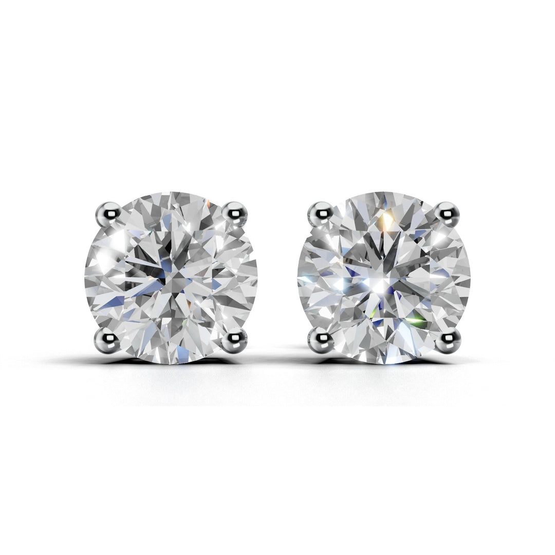 4 carat round lab-grown diamond double gallery stud earrings with secure setting
