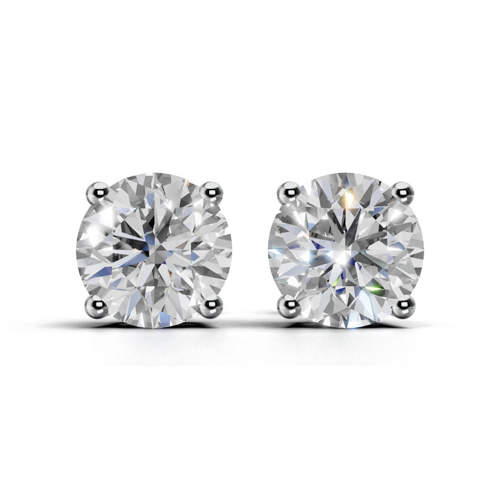 4 carat round lab-grown diamond double gallery stud earrings with secure setting
