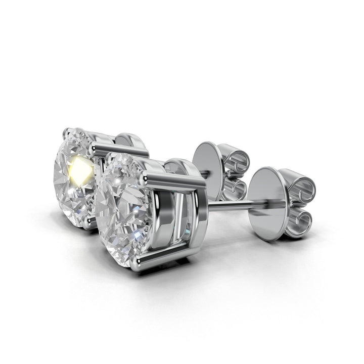 4 carat round lab-grown diamond double gallery stud earrings with secure setting
