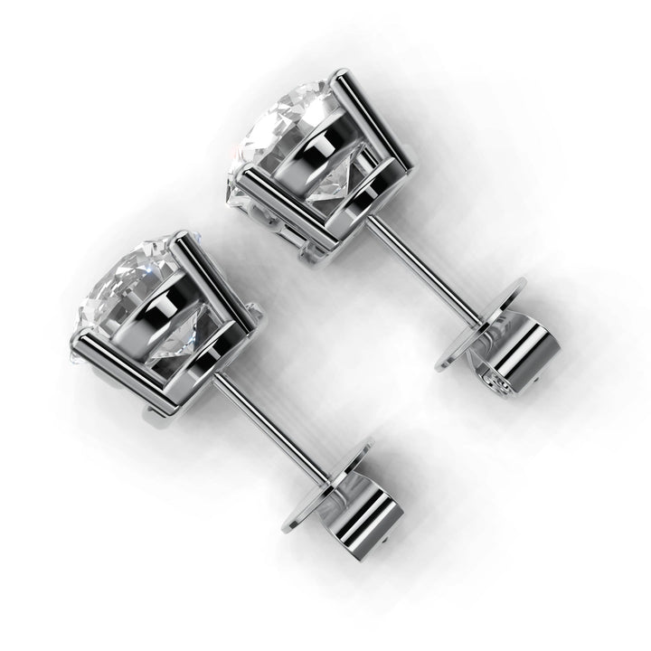 4 carat round lab-grown diamond double gallery stud earrings with secure setting
