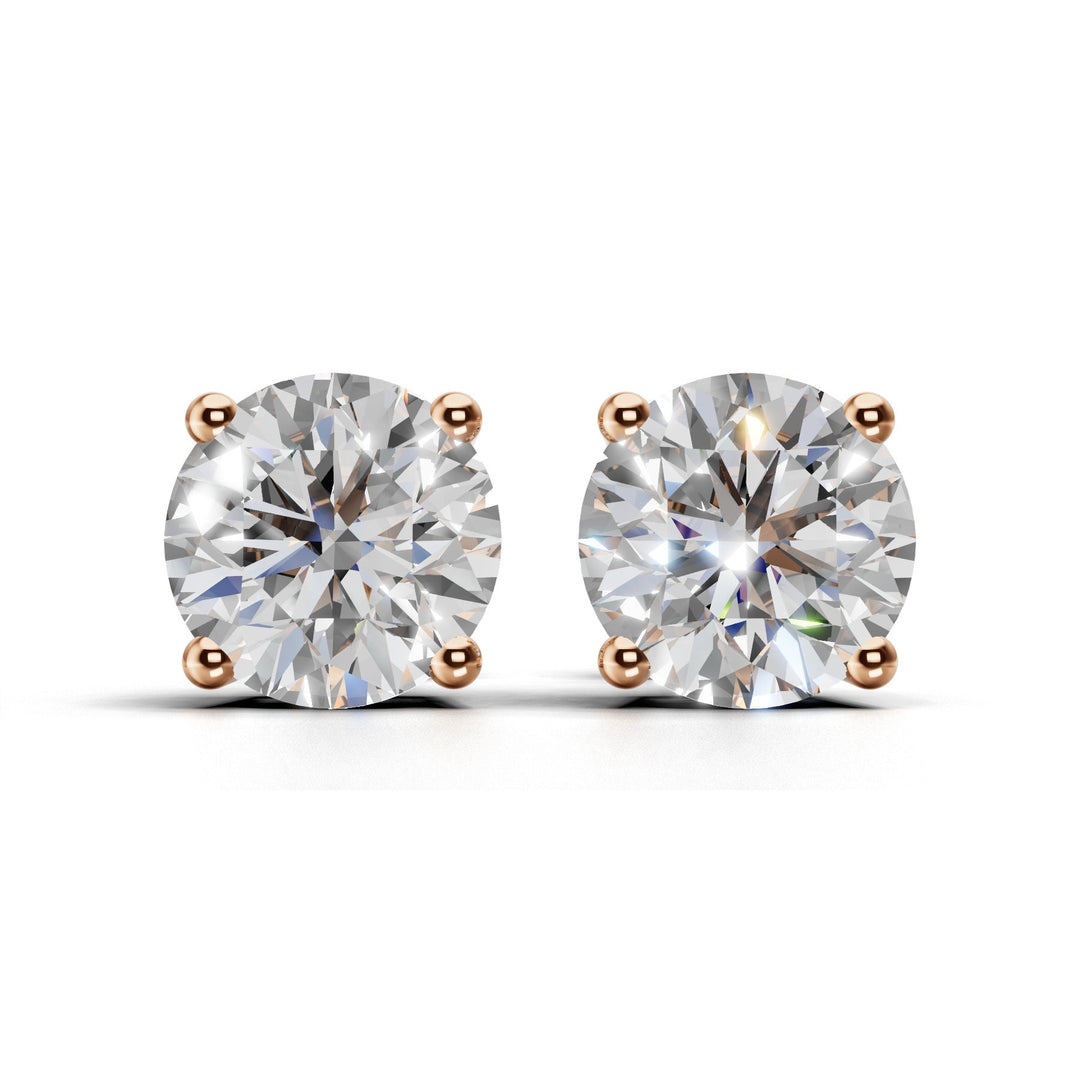 4 carat round lab-grown diamond double gallery stud earrings with secure setting