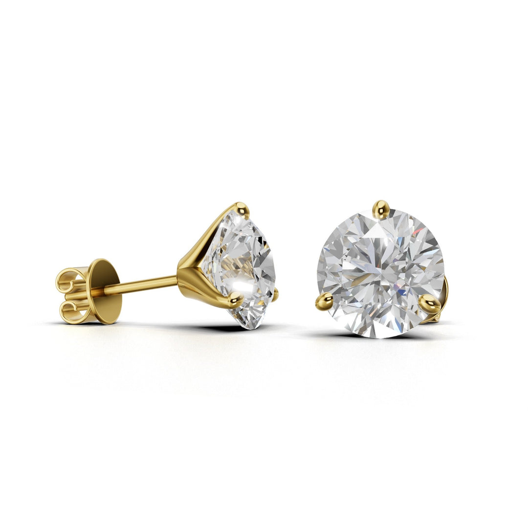 round lab-grown diamond stud earrings yellow gold