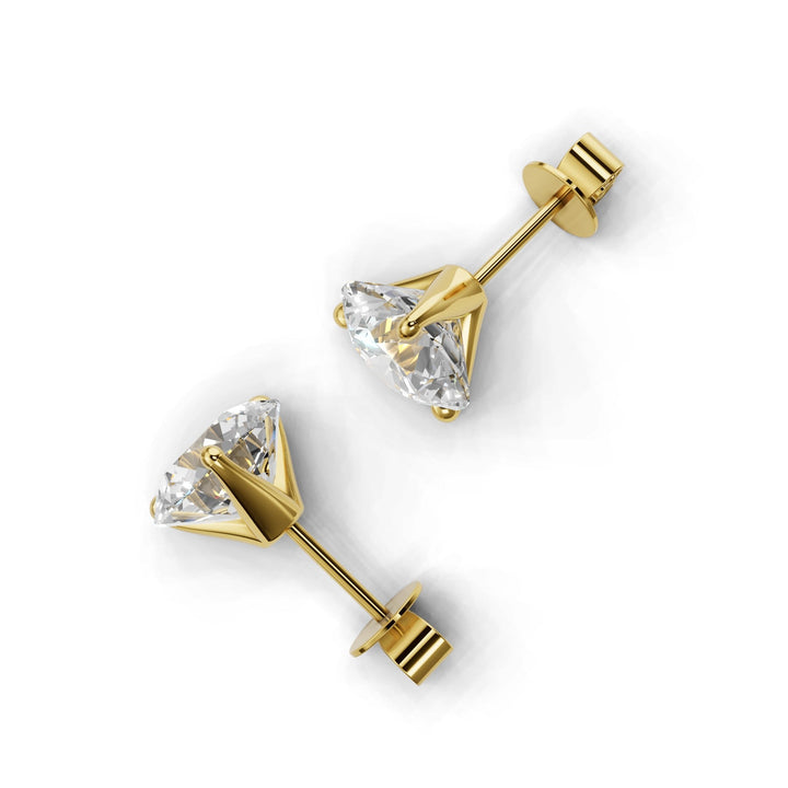 round lab-grown diamond stud earrings yellow gold