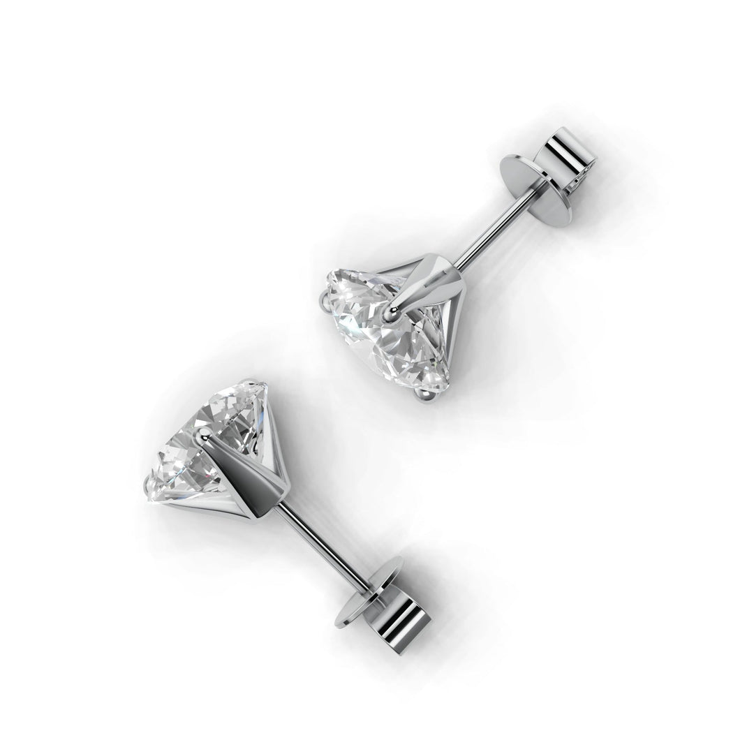 round lab-grown diamond stud earrings in white gold