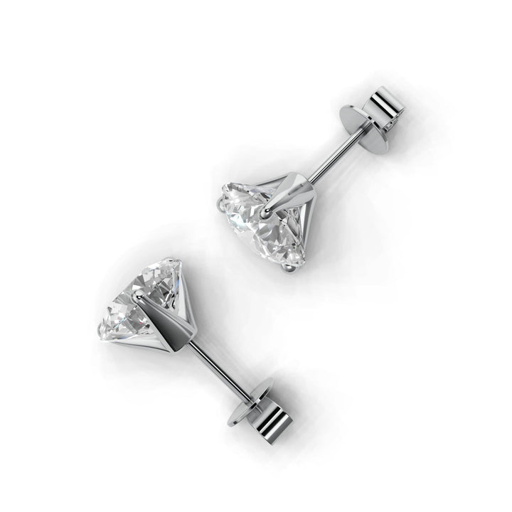round lab-grown diamond stud earrings in white gold