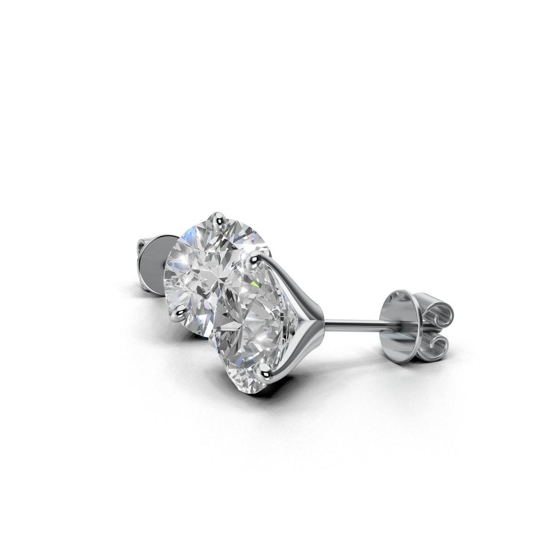 round lab-grown diamond stud earrings in white gold