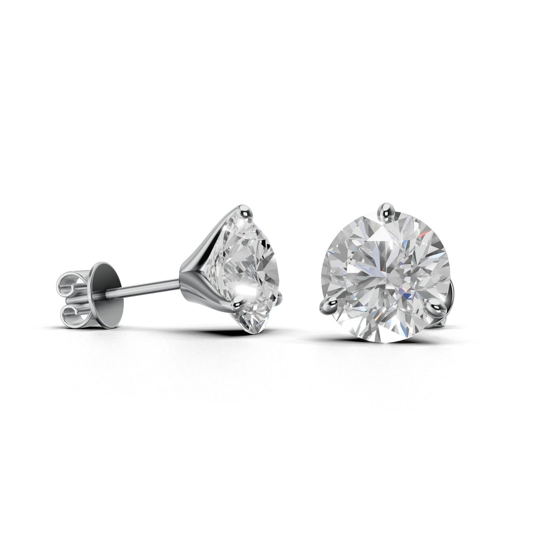 round lab-grown diamond stud earrings in white gold