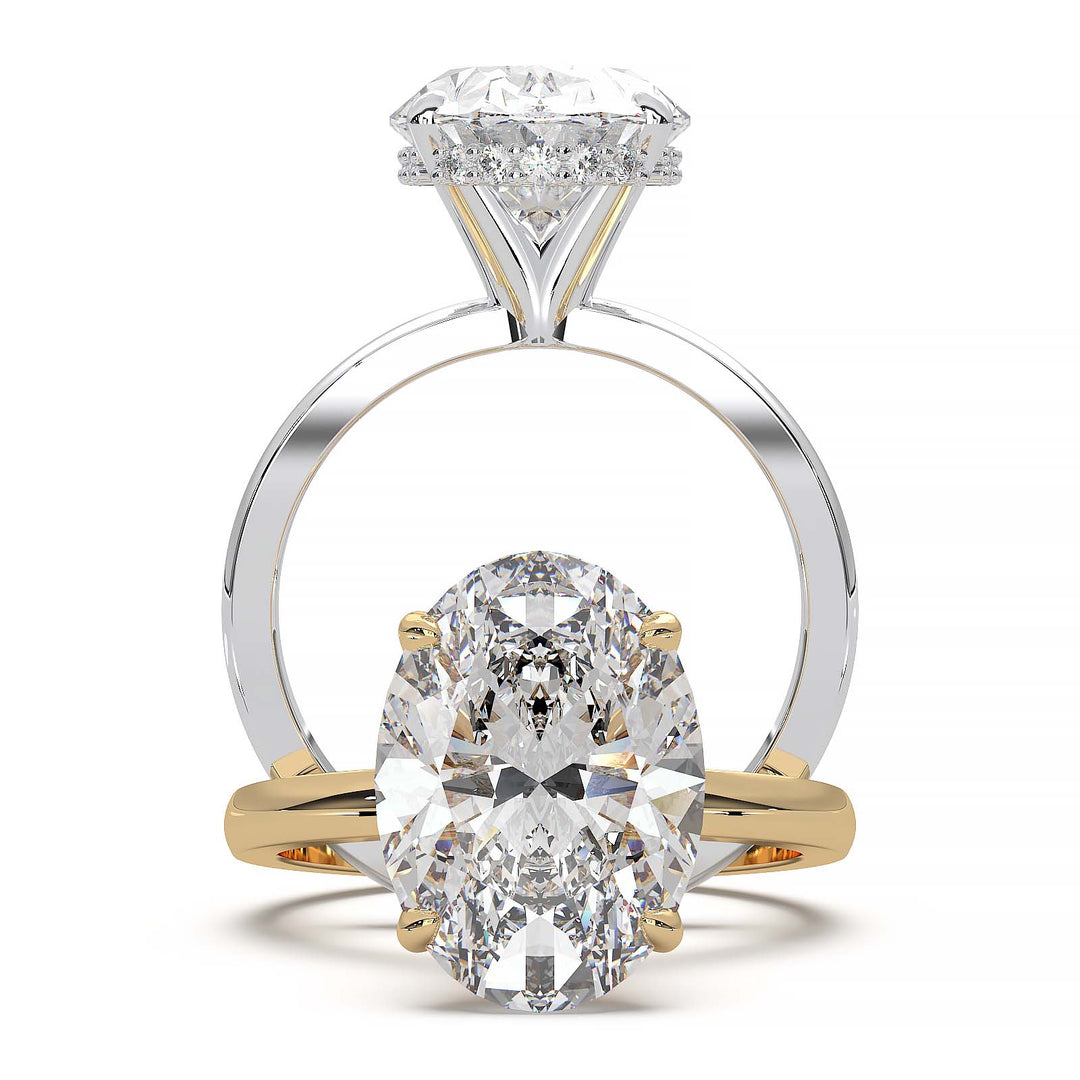 4.5 carat oval diamond hidden halo ring