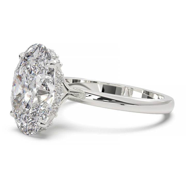 4.5 carat oval diamond hidden halo ring