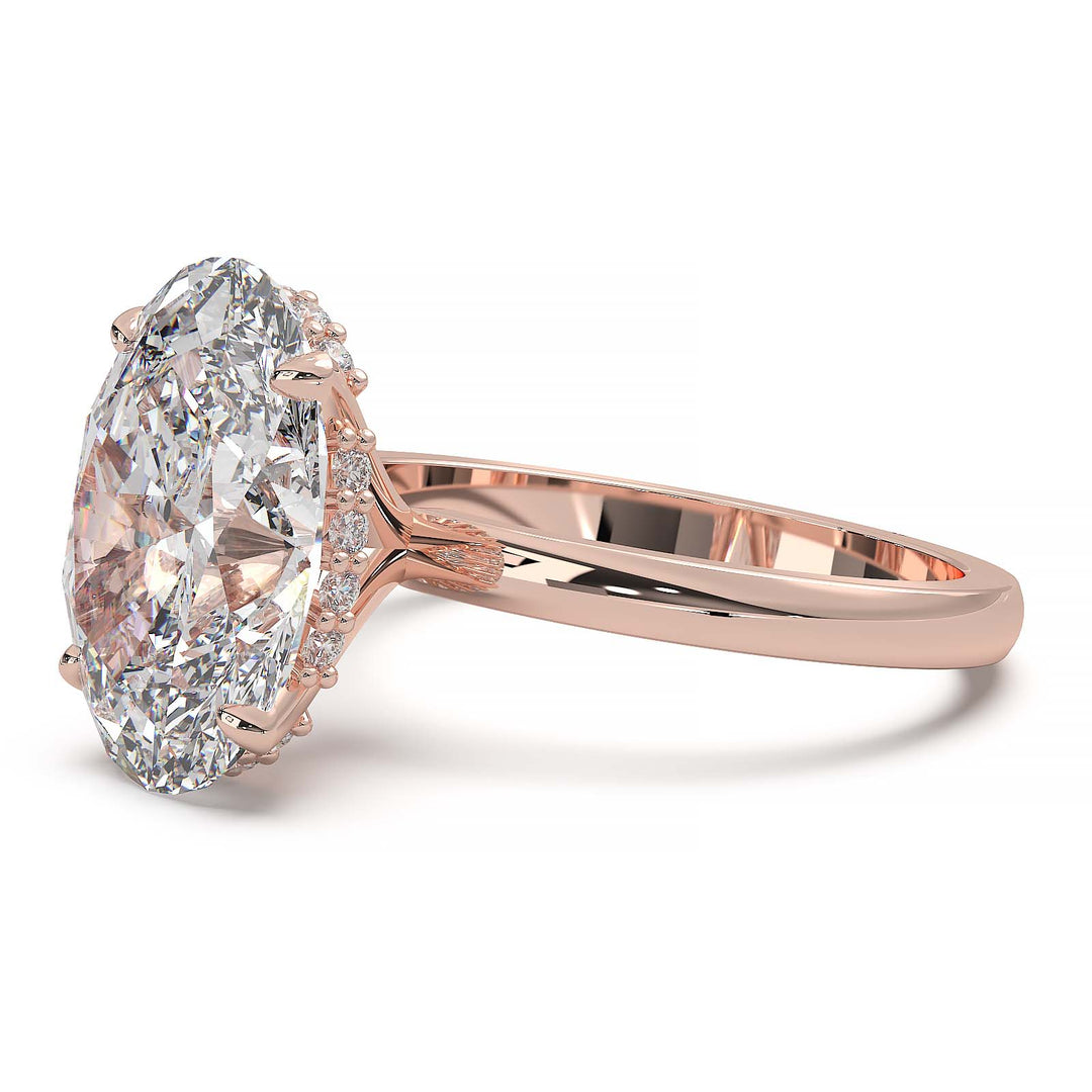 4.5 carat oval diamond hidden halo ring