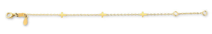 10K yellow gold baby and kids bracelet with cross charms, adjustable length from 6 1/4" to 7".