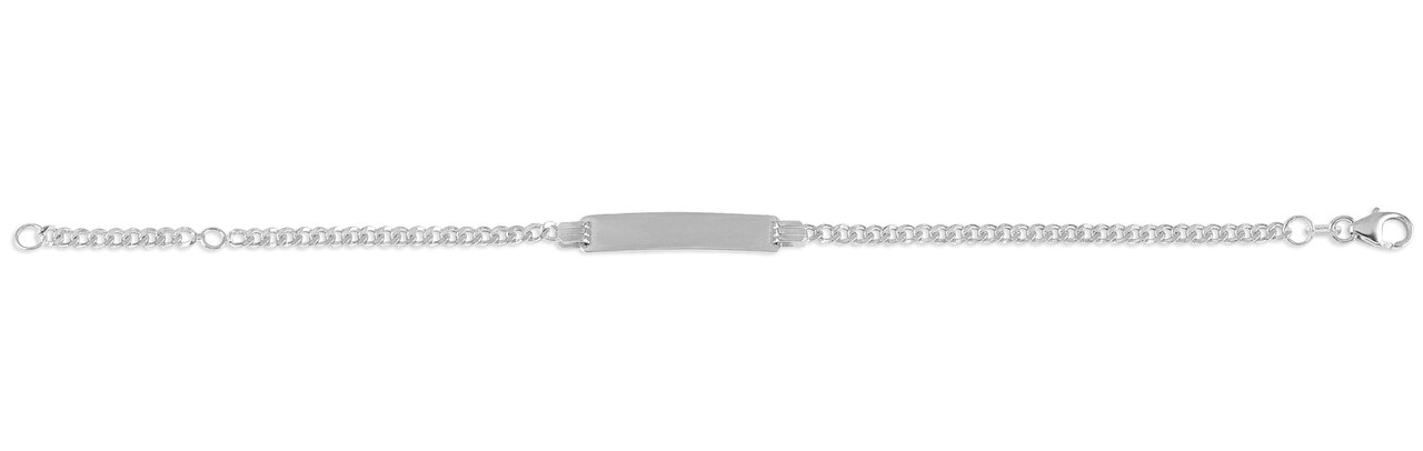 10K white gold baby and kids ID bracelet with adjustable chain length from 5 1/2" to 6 1/2".