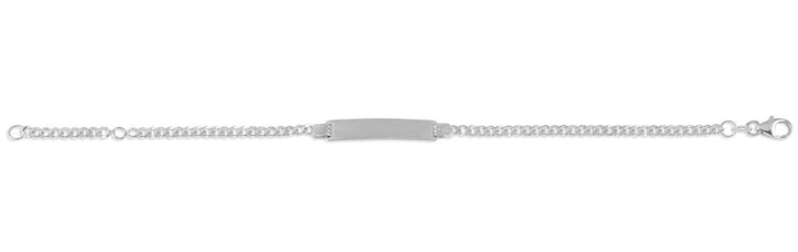 10K white gold baby and kids ID bracelet with adjustable chain length from 5 1/2" to 6 1/2".