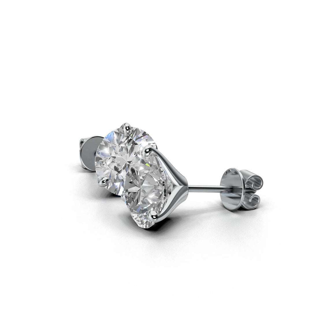 Pair of 5 carat total round lab-grown diamond martini stud earrings with secure backings