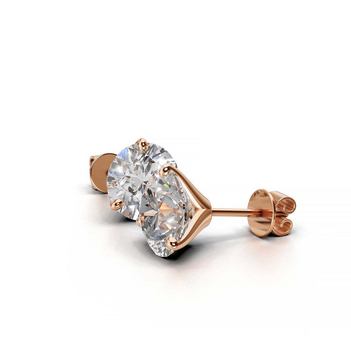 Pair of 5 carat total round lab-grown diamond martini stud earrings with secure backings