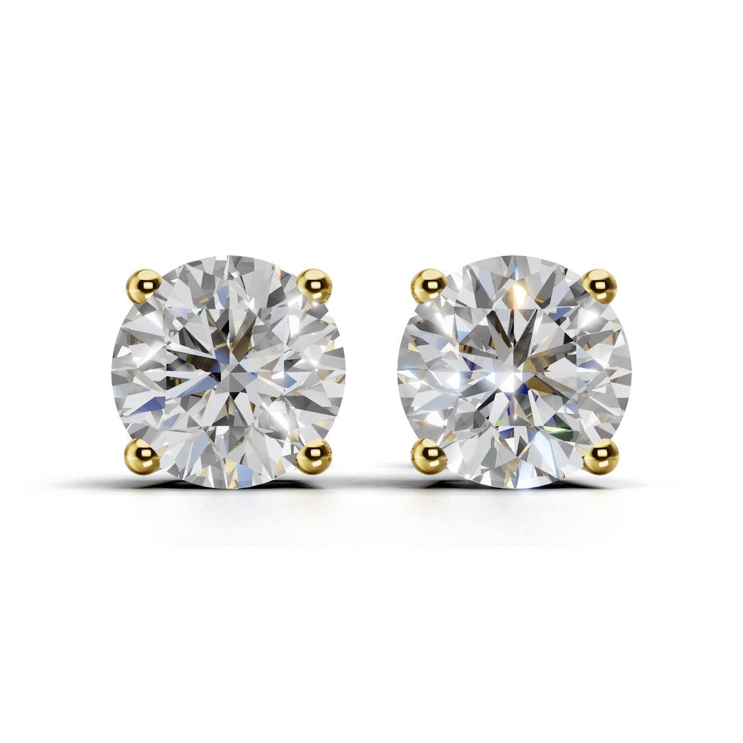5 carat round lab-grown diamond double gallery stud earrings with secure setting