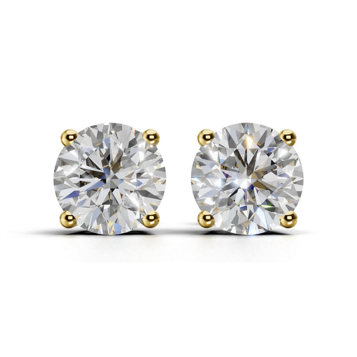 5 carat round lab-grown diamond double gallery stud earrings with secure setting