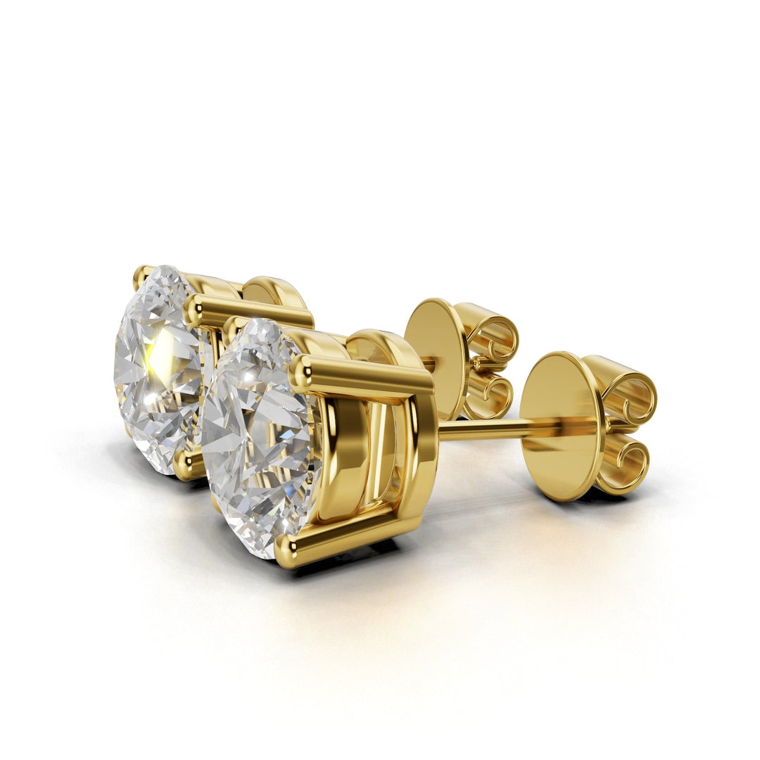 5 carat round lab-grown diamond double gallery stud earrings with secure setting